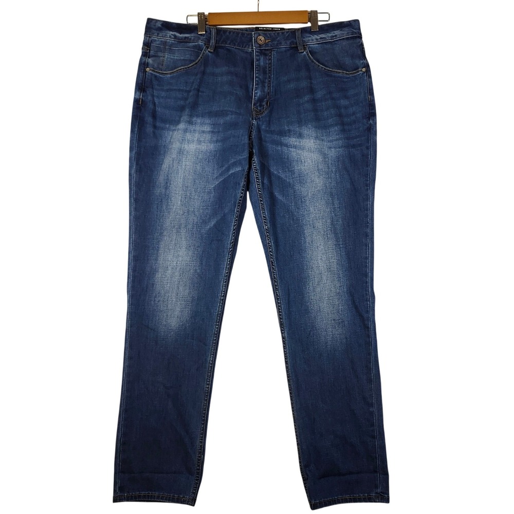 SELECTED DENIM Carrot Fit Jeans W38 L32 Blue Wash Mens Denim Pants